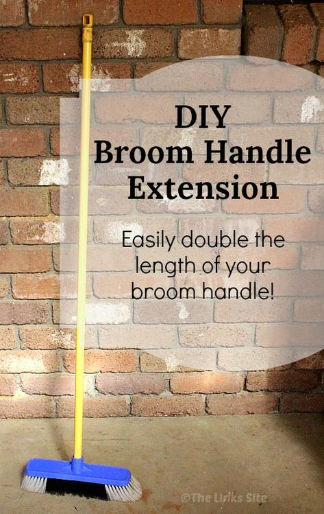 Make this DIY Broom Handle Extension to double the length of your broom handle. thelinkssite.com #cleaning #cleaninghacks #lifehacks Diy Broom, Best Oven Cleaner, Oven Cleaner Diy, Adaptive Devices, Cleaning Diy, Random Tips, Technology Diy, Wood Heater, Mops And Brooms