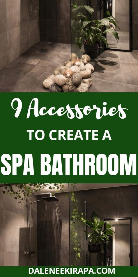 Rustic Spanish Home, Bathroom Spa Decor Ideas, Spa Themed Bathroom, Spa Master Bath, Spa Inspired Bathroom Decor, Bathroom Decor Spa, Jungle Bathroom, Bathroom Plants Decor, Zen Bathroom Decor