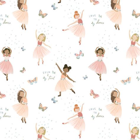 Ballet Pattern, Hellen Keller, Ballerina Print, Ballerina Illustration, Dear Stella Fabric, Ballet Pointe, Fluttering Butterflies, Ballerina Dancing, Little Ballerina