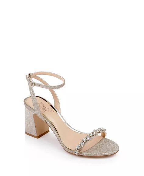 Jewel Badgley Mischka - Block Shoes, Jewel Badgley Mischka, Short Heels, Evening Sandals, Strap Sandals Women, Metallic Sandals, Toe Sandals, Dress Sandals, Sandal Women