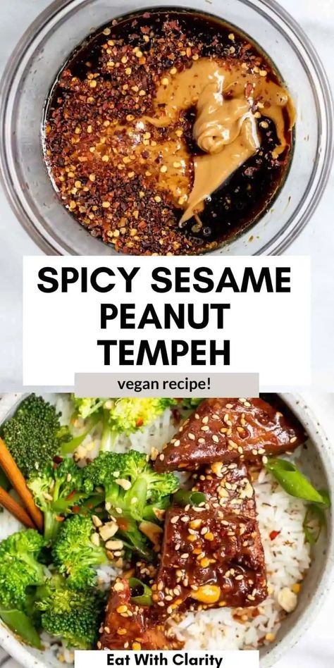 Tempeh Recipes Vegan, Tempeh Bowl, Resep Vegan, Marinated Tempeh, Plats Healthy, Tempeh Recipes, Diet Vegetarian, Peanut Sauce, Tofu Recipes