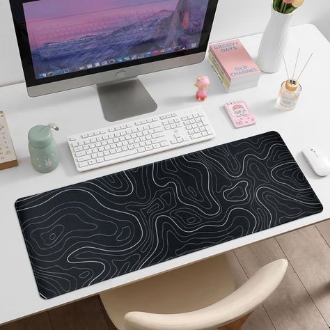 New 🎉 Gaming Mouse Pad Large 31.5 x 11.8in Topographic Keyboard Mousepad for Non-Slip Base and Stitched Edge, Extended Desk Pad XL Desk Mat (Black) Gaming Mouse Pad - Large 31.5 x 11.8in Topographic Design, Smooth Surface, Waterproof & Anti-Slip Rubber Base - The Ultimate Desk Mat for Gamers a must-have accessory for every passionate gamer looking to elevate their gameplay experience. With its generous dimensions of 31.5 x 11.8 inches, this extra-large mouse pad provides ample space for both ... Black Office, Keyboard Pad, Mat Black, Gaming Mouse Pad, Desk Pad, Gaming Mouse, Desk Mat, Mouse Pad, Keyboard