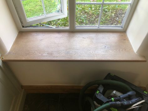 Cottage Window Sill, White Oak Window Sill, Bookshelf Niche, Wooden Windowsill, Oak Window Sill, Wooden Window Sill, Wood Window Sill, Windowsill Ideas, Bee Cottage