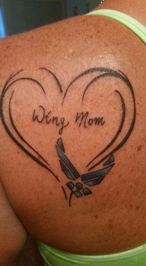 Wing Mom tattoo Air Force Mom Tattoo, Air Force Tattoo, Fire Fighter Tattoos, Mom Tattoo, Back Fat Workout, Air Force Mom, New Tattoo, Mom Tattoos, A Tattoo