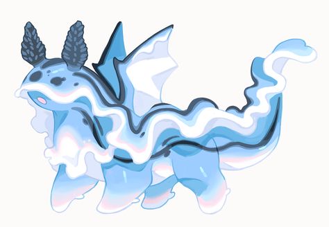 sea slug dragon adoptable [$40usd] [closed] by Andcetera on DeviantArt Sea Slug Oc, Blue Dragon Sea Slug, Dragon Sea Slug, Sea Creatures Art, Adopt Idea, Mythical Creatures Fantasy, Sea Slugs, Cute Dragon, Sea Slug