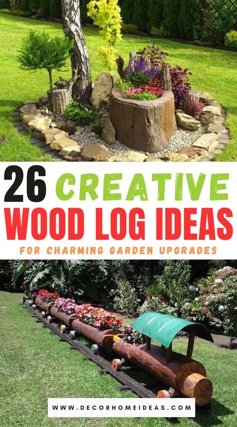 Repurpose Wood, Bark Idea, Wood Log Ideas, Tree Stump Decor, Log Decor, Raw Wood Furniture, Log Ideas, Wood Log Crafts, Rustic Log Furniture