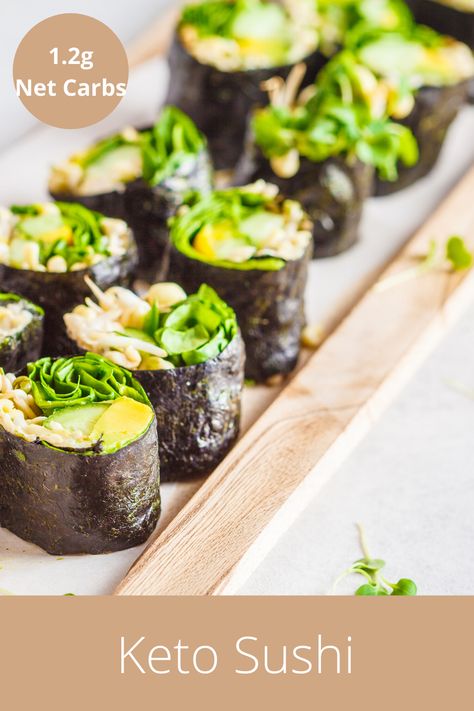 No Rice Sushi Rolls, Sushi No Rice, No Rice Sushi, Keto Sushi Rolls, Sushi Without Rice, Paleo Asian Recipes, Keto Sushi, Tuna Sushi Rolls, Strict Keto