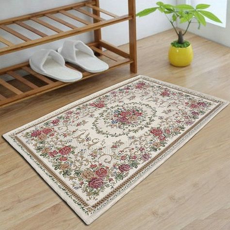 Rose Pink Rugs, Bungalow Rose Area Rug, Cottage Living Room Floral Rug, Flower Carpet Roses, Pink Floral Rug, Kitchen Rugs Ideas, Home Carpet, Vintage Floral Design, Shabby Style