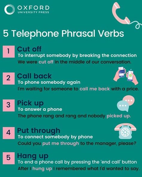 Learning English With Oxford on Instagram: "Do you spend lots of time chatting to friends and family on the phone? ☎️ Here are 5 telephone phrasal verbs you can try using in your English conversations! 📱 Can you think of any others? . . . . . #PhrasalVerbs #Verbs #EnglishPhrasalVerbs #PhrasalVerbsDaily #EnglishVocabulary #LEWO" Private Tutoring, Study English Language, Moon Cat, Advanced English, Phrasal Verbs, Grammar Rules, Good Vocabulary Words, Good Vocabulary, English Idioms