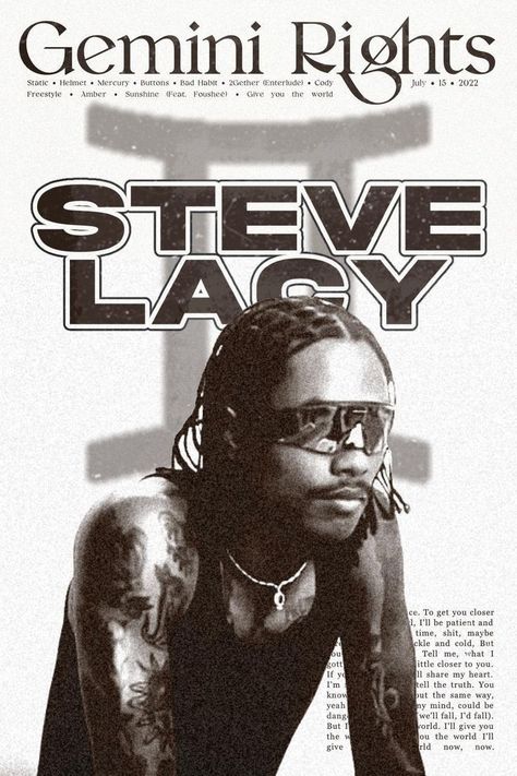 Poster Prints Steve Lacy, Steve Lacy Poster Vintage, Black And White Aesthetic Posters For Bedroom, Steve Lacy Print, Music Artist Posters Album Covers, Steve Lacey Poster, Poster Steve Lacy, Steve Lacy Aesthetic, Poster Prints Music