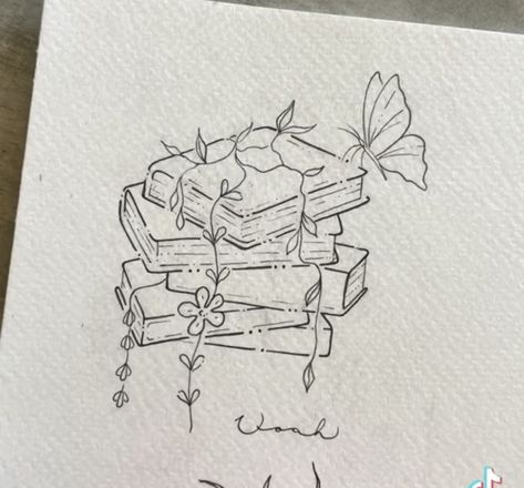 Art Design Tattoo, Library Tattoo, Book Tattoo Ideas, Book Inspired Tattoos, Bookish Tattoos, Fantasy Tattoos, Book Tattoo, Line Art Design, Girly Tattoos