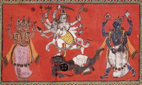 Gods of the Hindu Trinity. Representation in Art Hindu Trinity, Indian Miniatures, Idol Worship, Indian Artwork, Southeast Asian Arts, Hindu Culture, Indian Sculpture, Three Women, Indian Painting