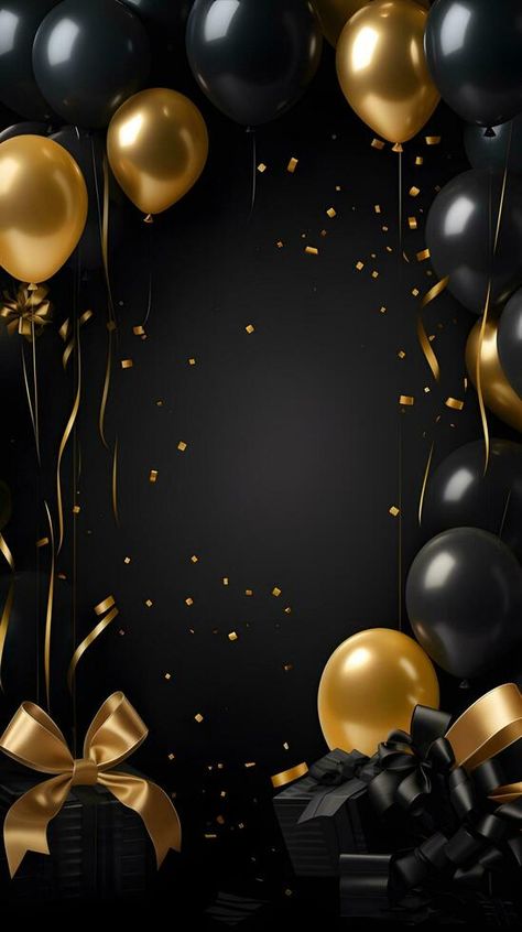 Background For Birthday Flyer, Party Invite Background, Black Birthday Background, Birthday Invitations Black And Gold, Black And Gold Template, Birthday Wallpaper Backgrounds, Black Gold Invitation, Black Gold Wallpaper, Bday Background