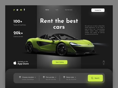 Car Dealership Website Design, Rental Car Website, Car Rental Website, Car Websites, Car Ui, Banner Design Inspiration, Ui Design Website, Car Website, Game Ui Design