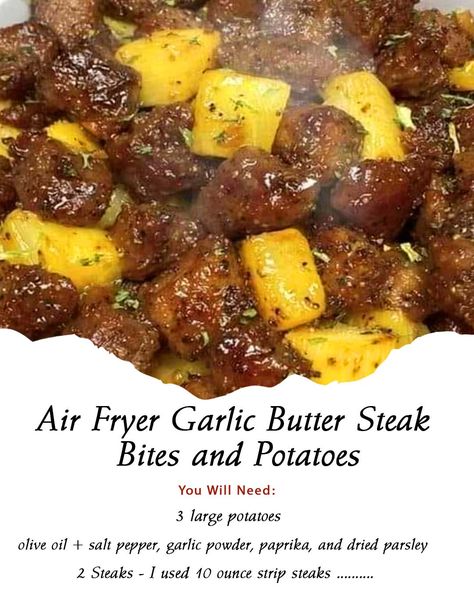 Search Results for “Air Fryer Garlic Butter Steak Bites and Potatoes” – 99easyrecipes Butter Steak Bites And Potatoes, Steak Bites And Potatoes, Garlic Butter Steak Bites, Butter Steak Bites, Air Fryer Garlic, Air Fryer Steak, Butter Potatoes, Steak Potatoes, Butter Steak