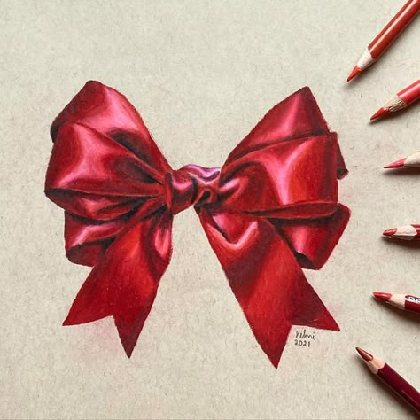 Art 5th Grade, Pencil Colour Painting, Colored Pencil Artwork Ideas, Colored Pencil Art Projects, Bow Drawing, Pencil Inspiration, Color Pencil Sketch, Prismacolor Art, Realistic Pencil Drawings