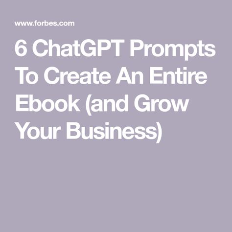 6 ChatGPT Prompts To Create An Entire Ebook (and Grow Your Business) Kdp Publishing, Write An Ebook, Writing Introductions, Ebook Cover Design, Catchy Names, Book Prompts, Tools List, Ebook Writing, Odd Jobs