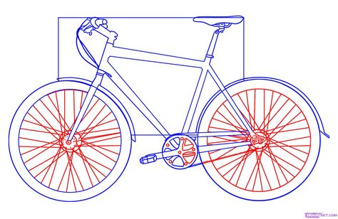 how to draw a bike step 4 Bicycle Drawing, Art Handouts, Bike Drawing, Bike Sketch, 5th Grade Art, Bicycle Art, Guided Drawing, Bike Art, Drawing Lessons