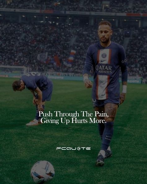 Motivation | Mindset | Success on Instagram: "I will promise you, the pain of giving up hurts much more than the pain of regret. Keep going, pain is temporary! @ofn_app has finally launched their app on Android! You can learn from top coaches to make yourself a better player! - Follow us ( @fcquote ) for more motivational posts! 👇🔥 - Follow 👉 @fcquote 👈 Follow 👉 @fcquote 👈 Follow 👉 @fcquote 👈 - #fcquote #soccerquotes #soccermotivation #successmotivation #quotesforyou #footballmotivation Soccer Injury Quotes, Football Injury Quotes, Quotes For Soccer Players, Instagram Motivation Posts, Motivational Quotes For Soccer, Inspirational Football Quotes Motivation, Quotes For Football Players, Soccer Motivation Wallpaper, Football Motivation Quotes