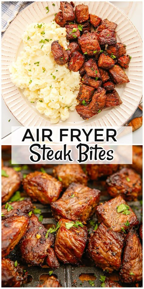 Air Fryer Steak Bites, Steak Sandwiches, Air Fryer Steak, Air Fryer Oven Recipes, Air Fry Recipes, Carb Foods, Air Fryer Dinner Recipes, Steak Bites, Juicy Steak