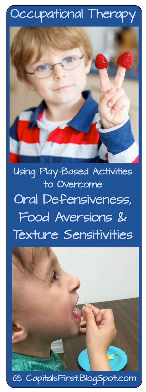 Capitals First! by Print Path: Using Play-Based Activities to Overcome Oral Defensiveness, Food Aversions & Texture Sensitivities Playing With Food, Therapy For Kids, Oral Motor Activities, Occupational Therapy Kids, Sensory Disorder, Feeding Therapy, Sensory Therapy, Sensory Diet, Occupational Therapy Activities