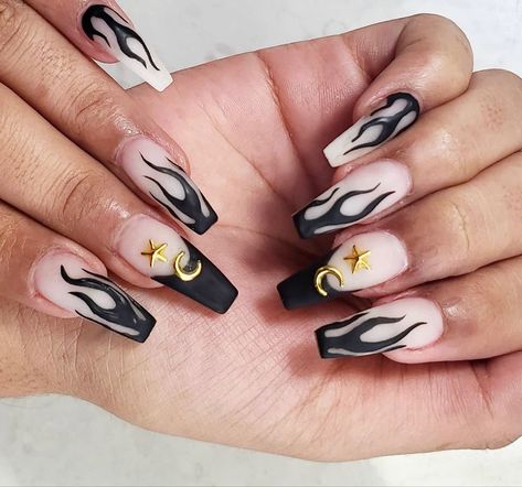 Black Flame Nails, Flame Nails, Baddie Vibes, Purple Flame, Black Flame, Drip Nails, Nail Inspiration, Cute Nail Designs, Nail Art Inspiration