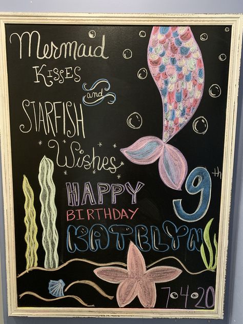 Kids Chalkboard, Mermaid Kisses, Black Board, Board Art, Mermaid Silhouette, Chalkboard Art, Chalk Art, Girls Bedroom