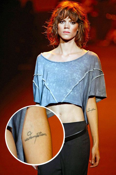 Models with Tattoos - Kate Moss, Chanel Iman, and Female Model Tattoos - Elle#slide-6#slide-6#slide-6 Models With Tattoos, Best Celebrity Tattoos, Elle Model, Model Tattoos, Shortish Hair, Freja Beha Erichsen, Chanel Iman, Celebrity Kids