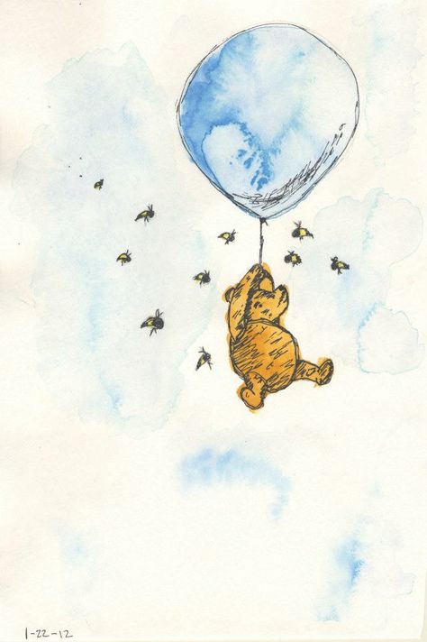 This is watercolor artwork that I did of Winnie the Pooh (the old version Winnie the Pooh). Winnie The Pooh Tattoos, Winnie The Pooh Drawing, Winnie The Pooh Nursery, Winnie The Pooh Pictures, Images Disney, Winnie The Pooh Quotes, Winnie The Pooh Friends, Pooh Quotes, Vintage Winnie The Pooh