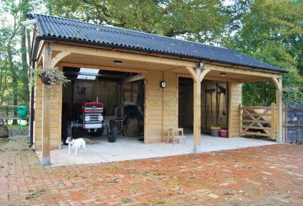 Carports | Broadfield Stables Backyard Garage Ideas, Tractor Storage, Wooden Garages, Backyard Workshop, Backyard Shop, Tractor Shed, Building A Carport, Garage Plans With Loft, Timber Garage