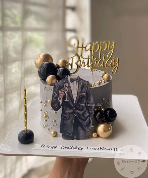 Cake For Boss Birthday, Pretty Birthday Cakes For Men, Birthday Decorations For Men Husband, Men Cake Ideas, Cake For Boys Birthday, Black And Gold Birthday Cake, Lion Birthday Cake, Men Cakes, Dj Cake