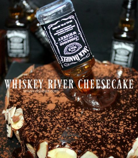 ~Whiskey River Cheesecake! | Oh Bite It Drinks For Men, Whiskey Desserts, Unique Cheesecake Recipes, Bacon Cheesecake, Boozy Baking, Whiskey Chocolate, Dark Chocolate Frosting, Boozy Chocolate, Sorry Mom