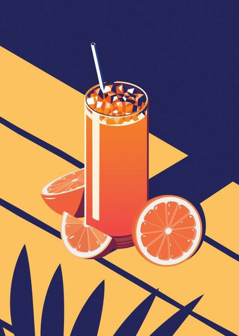 Coen Pohl, Cocktail Illustration, Sunrise Art, Graphisches Design, Summer Illustration, 카드 디자인, Summer Cocktail, Bacardi, Art Pop