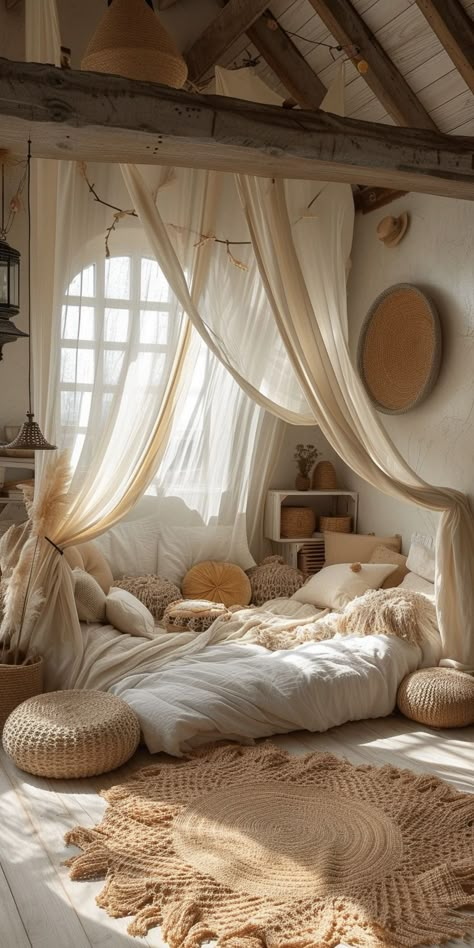 Home Style Ideas, Couch In Room Bedroom, Light Boho Bedroom, Aesthetic Kids Bedroom, Boho Bed Room, Goddess Bedroom, Cozy Kids Room, Boho Room Ideas, Cozy Bohemian Bedroom