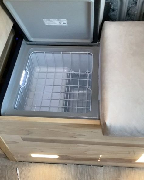 Quin’s Van on Instagram: “Stoked to have the bigger cfx 75 from @dometic with separate doors and compartments for fridge and freezer. So much smoothie makings ...…” Storage In Camper, Fridge And Freezer, Build A Camper Van, Build A Camper, Freezer Storage, Fridge Freezer, Fridge Freezers, Van Life, Smoothie