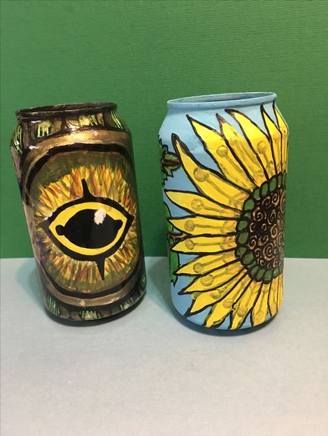 Soda Can Paintings Ceramic Soda Can, Painted Soda Cans, Painting Soda Cans, Can Painting, Cute Paintings, Soda Can, Aesthetic Room Decor, Art Class, Aesthetic Room