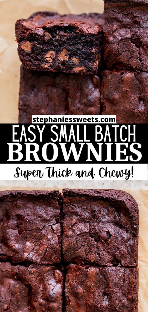 Loaf Pan Brownies, One Pan Brownies, Brownies For 2, Brownies 8x8 Pan, Small Batch Brownies, Pan Brownies, Brownie Bread, Brownie Mix Recipes, Batch Baking