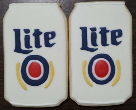 Miller Lite, Living Food, Beer Can, Drink Sleeves, Cookie Decorating, Baked Goods, Baking, Drinks, Handmade Gift