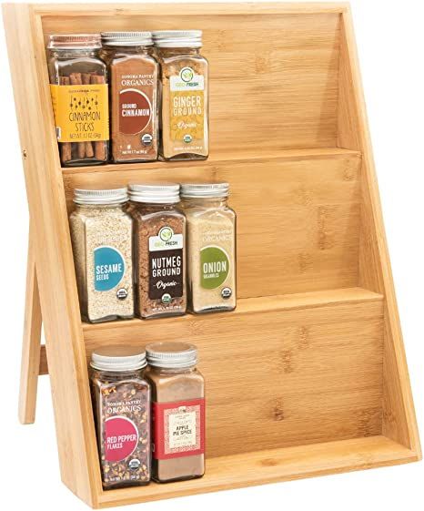 Amazon.com: DECOMIL Spice Rack Organizer for Cabinet, Spice Rack for Drawer, Standing/Laid Down Option, Bamboo, 11,6 x15 : Home & Kitchen Spice Rack For Drawer, Kitchen Spice Storage, Drawer Spice Rack, Cabinet Spice Rack, Spice Organizer, Spice Rack Organiser, Ginger And Cinnamon, Spice Racks, Spice Storage