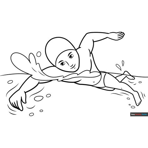 Free Boy Swimming Coloring Page for Kids Swimming Drawing Easy, Swimming Pictures, Easy Drawing Guides, Sports Coloring Pages, People Coloring Pages, Family Coloring Pages, Free Printable Coloring Sheets, Boy Coloring, Drawing Guides