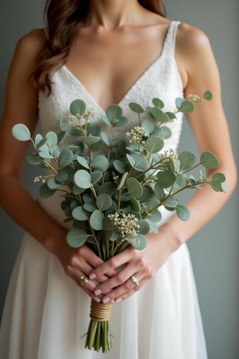 bridesmaid bouquet eucalyptus Wedding Bouquet No Flowers, Wedding Florals Eucalyptus, Bridesmaid Bouquet Eucalyptus, Minimalist Wedding Flowers, Minimalist Bridal Bouquet, Small Bridal Bouquet, Bouquet Eucalyptus, Eucalyptus Wedding Bouquet, Small Bridal Bouquets