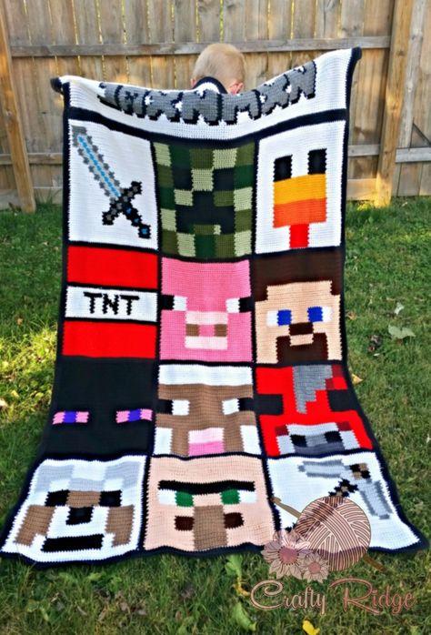 Crochet A Longs | Crafty Ridge Designs Minecraft Crochet Patterns, Minecraft Blanket, Minecraft Quilt, Minecraft Crochet, Minecraft Pattern, Crochet Afgans, Crochet For Beginners Blanket, C2c Crochet, Minecraft Crafts