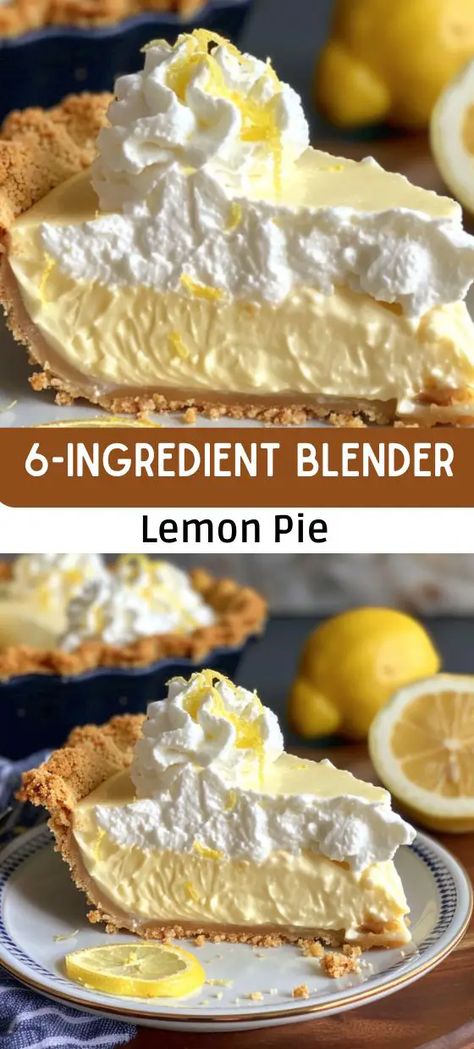 6-Ingredient Blender Lemon Pie Sunshine Kitchen, Baked Graham Cracker Crust, Lemon Pie Recipe, Cream Cheese Rolls, Lunch Appetizers, Lemon Filling, Strawberry Cream Cheese, Blender Recipes, Lemon Pie