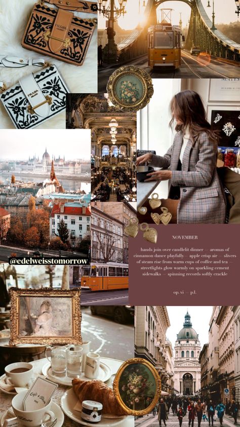 @edelweisstomorrow #november #novemberaesthetic #aesthetic #aestheticmoodboard #aestheticgirl #aestheticwallpaper #wallpaper #collageart #vintage #vibes #quotes #budapest #hungary #fall #autumn #classic Vibes Quotes, Budapest Hungary, Amazing Art Painting, Autumn Aesthetic, Aesthetic Vintage, Aesthetic Backgrounds, Vintage Vibes, Phone Backgrounds, Fall Autumn