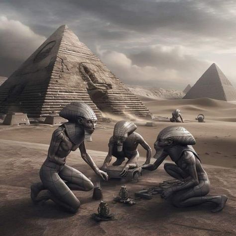 Creepy Old Photos, Extraterrestrial Beings, Giant People, Starověký Egypt, Egypt Concept Art, Alien Artwork, Quantum Entanglement, Alien Ship, Ancient History Facts