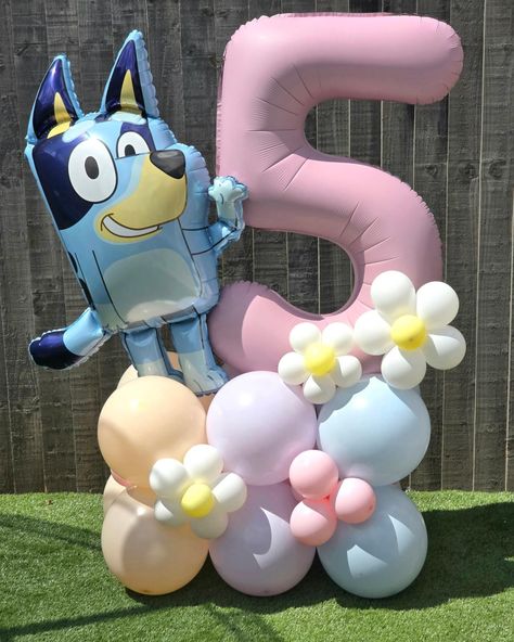 Bluey balloon stack! For a very special 5th birthday. These can also come personalised ✨️🎈 #pink #balloonsforalloccasions #birthdaygirl #birthday #bexleymums #blackheath #blue #dartfordmums #balloonsforalloccasions #personalised #greenwich #bluey #flowers #pastelcolors #yellow #balloons #partyideas #partyballoons #partytime Bluey Birthday Balloon Garland, Bluey Balloon Arch Girl, Bluey Birthday Balloons, Bluey Balloon Garland Ideas, Pink Bluey Birthday Party, Bluey Birthday Party Ideas Pink, Bluey Balloon Garland, Bluey Birthday Theme, Rosie Birthday