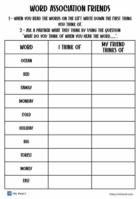 Word Retrieval Activities For Adults, Fun School Activities Highschool, Esl Activities For Adults, Word Association Games, Word Games For Adults, Fun Word Games, Group Activities For Adults, Worksheets For Middle School, Ell Activities