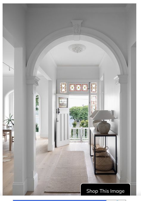 Arched Hallway, Federation Home, Australian House, Scandinavian Style Home, Mcm House, Modern Victorian, Entry Hallway, Australian Homes, House Garden