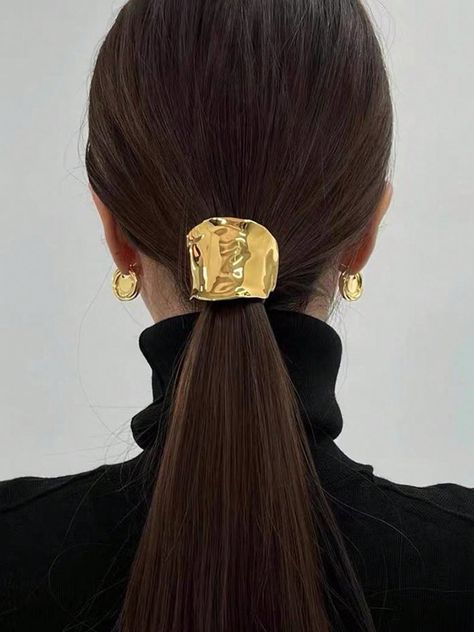 An exclusive offer for you——Affordable prices at Stylewe store, SPU: 1VHA7J460A, Color: Golden Silver, Pattern:Plain, Activity:Daily. Half Updo Hairstyles, Hair Gloss, Hair Cuffs, A Ponytail, Orthopedic Shoes, Half Updo, Metal Hair Clips, Low Ponytail, Gold Hair