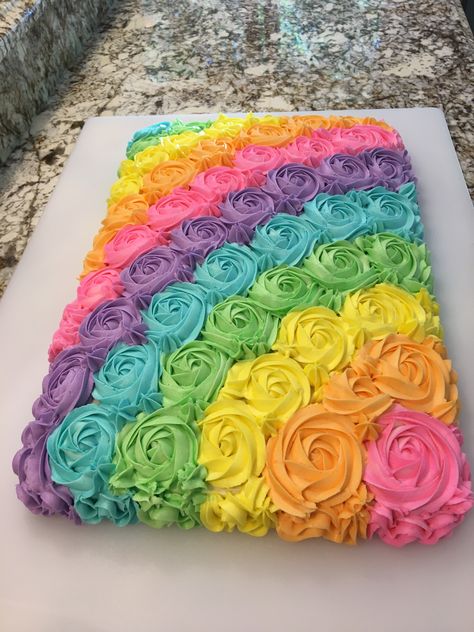 Renbow Cake Design, Cake With Rainbow Frosting, Eighth Birthday Cake, Rainbow Cakes Ideas, Rainbow High Doll Cake, Rainbow Sheet Cake Ideas, Rainbow Barbie Birthday Party, Cake Designs Rainbow, Kids Rainbow Cake